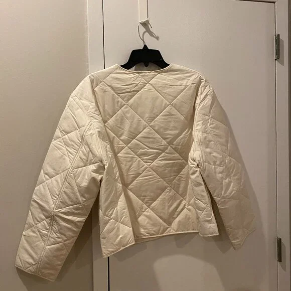 NWT: Jones New York (JNY) White Cream Collarless Quilted Jacket - Size XL - Picture 5 of 6